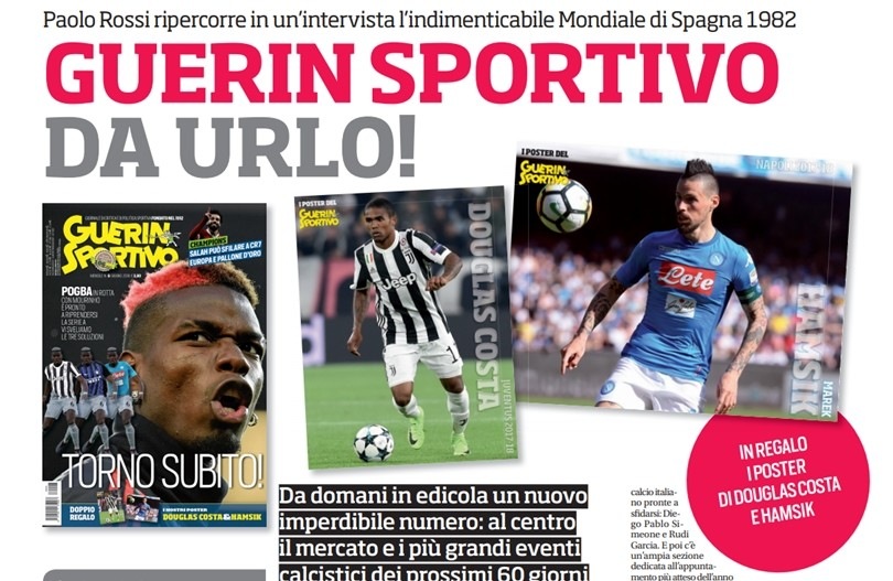 Magazine Guerin Sportivo Décembre 2019 + Poster Belotti, Marchisio, Leao, Ribery, Insigne