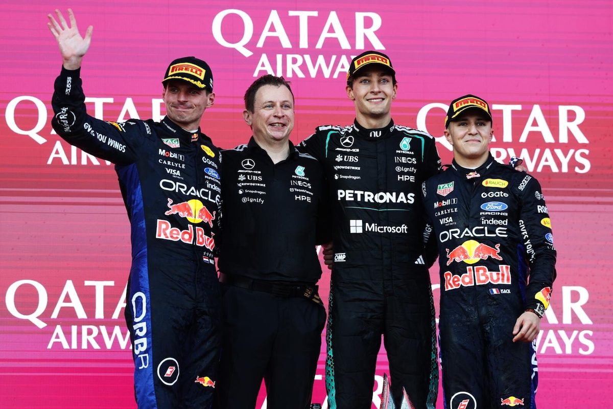 F1 Baku: vince Russell, Verstappen e Hadjar sul podio